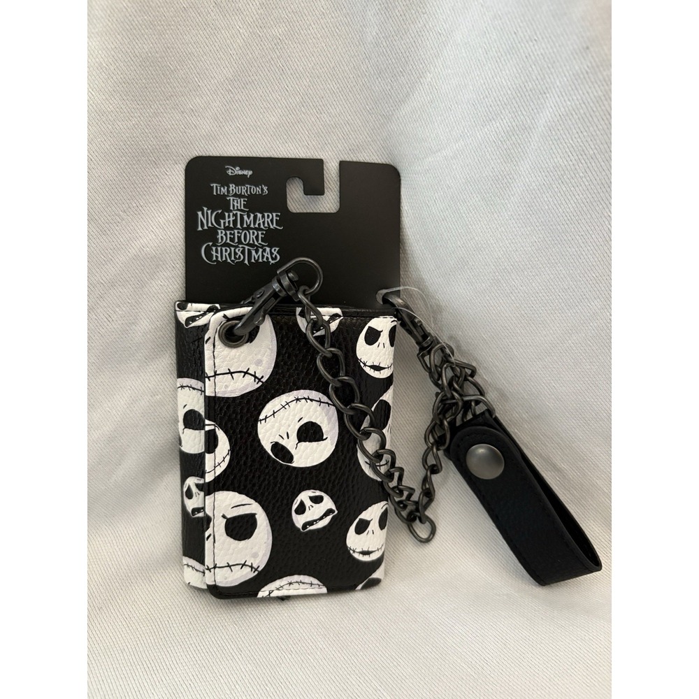 NEW DISNEY Nightmare Before Christmas Wallet with Chain Jack Skellington Heads